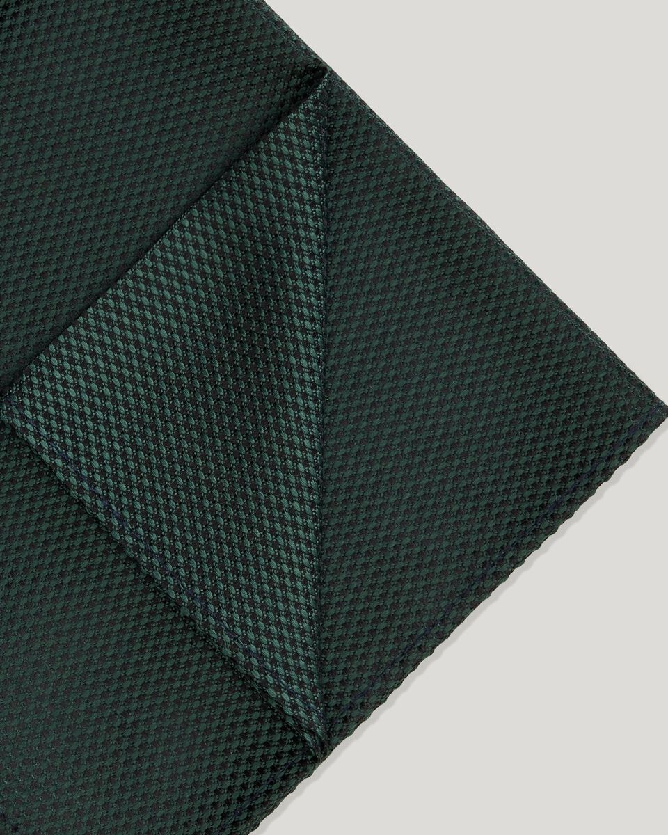Silk Textured Two-Tone Pocket Square, Dark Green, hi-res